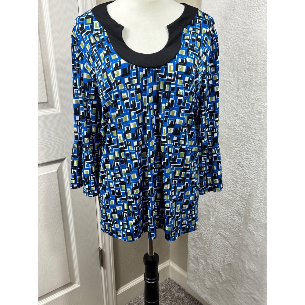 Chico's Womens 3 Long Sleeve Geometric Print Tunic Top Size XL